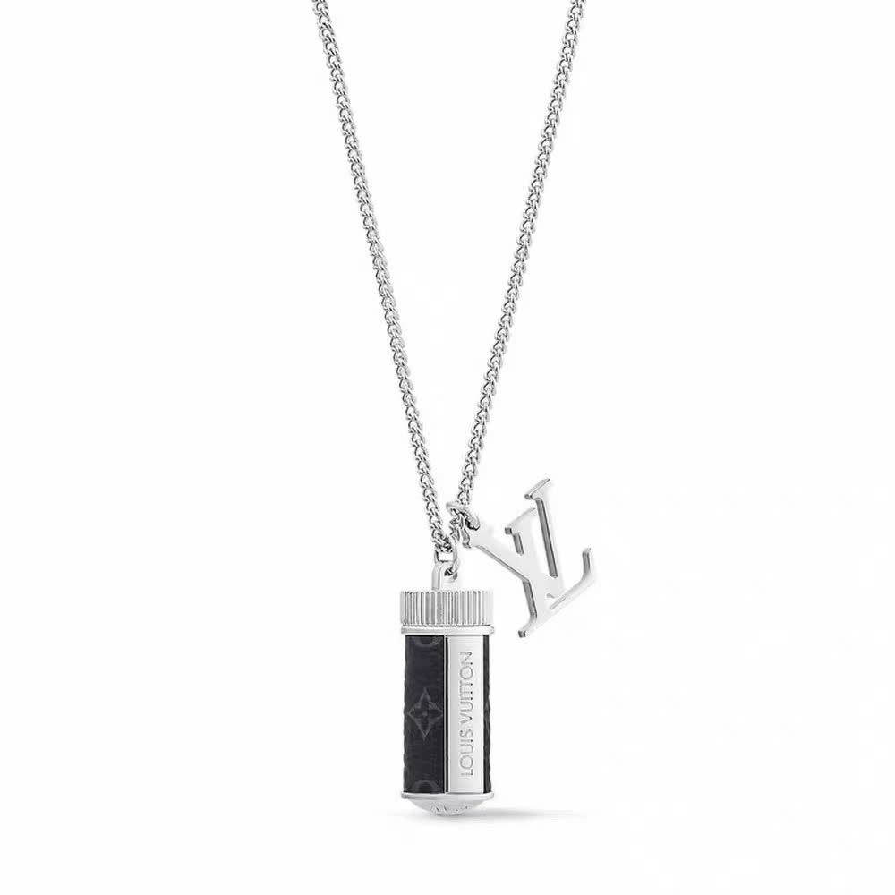 Louis Vuitton Silver and Monogram Necklace